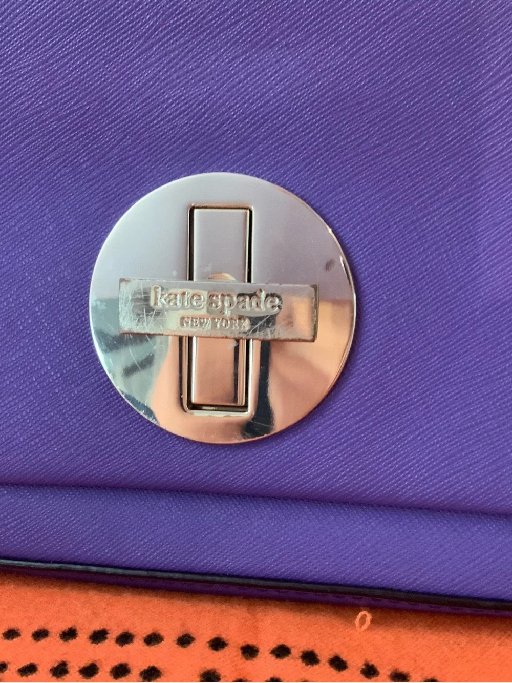 kate spade Purple Leather Wristlet Clutch with Silver-Tone Turnlock